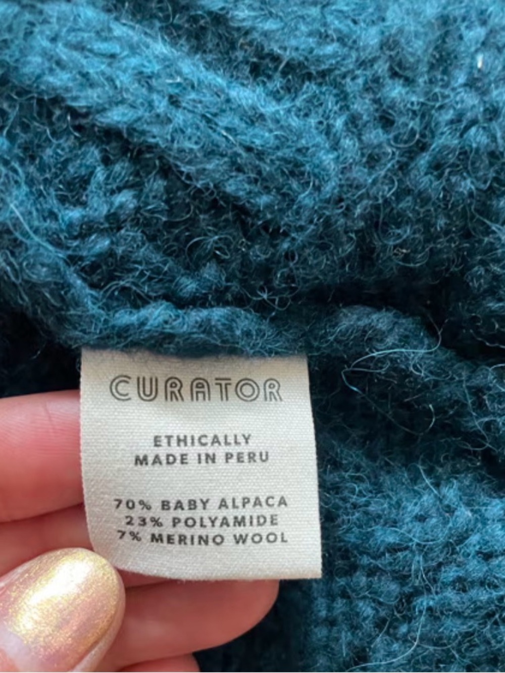 Curator SF Valentina Sweater Coat in teal, size medium/large - Picture 3 of 5